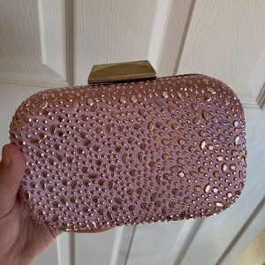 Womens Light Pink Sparkly Clutch Purse w/ Straps